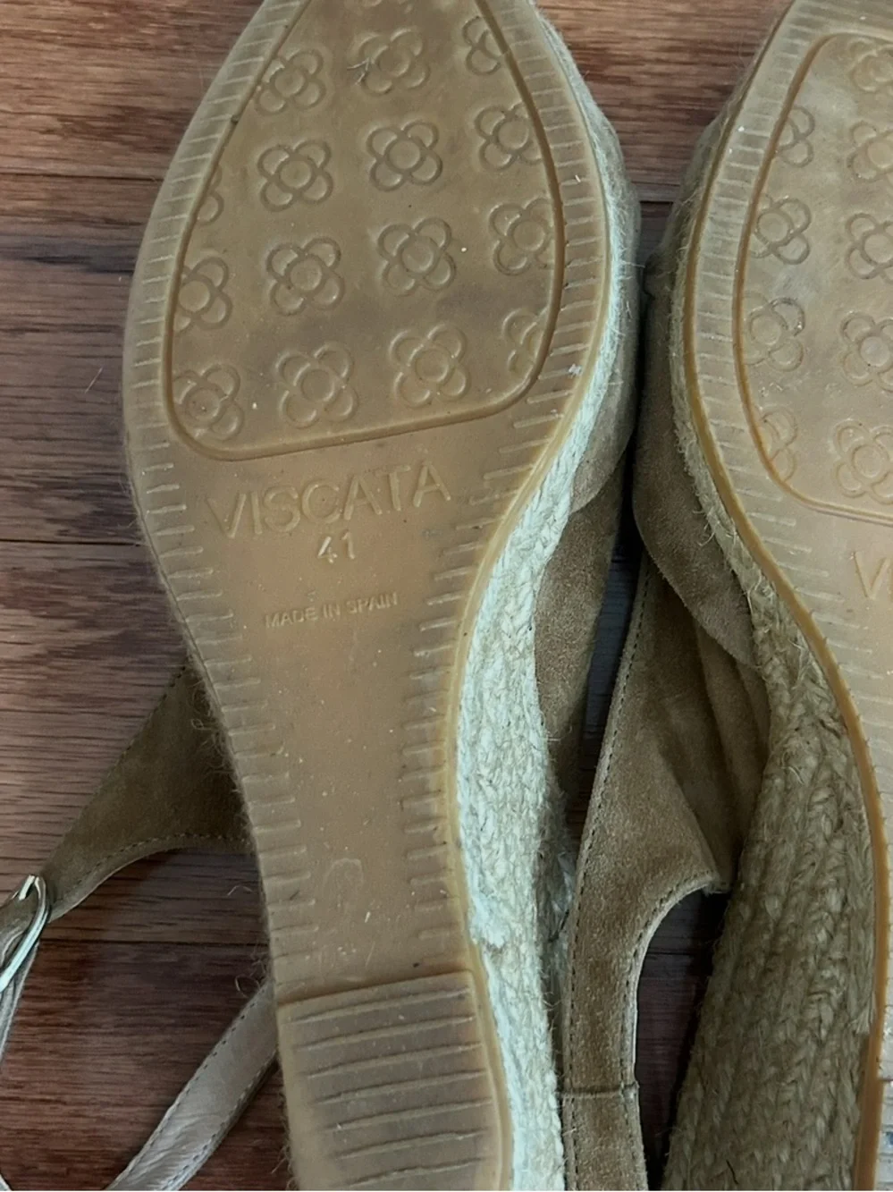 Viscata Spain Taupe Suede Espadrille Wedge Sandals Size 41 Slingback